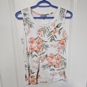 Floral Print White Tank Top